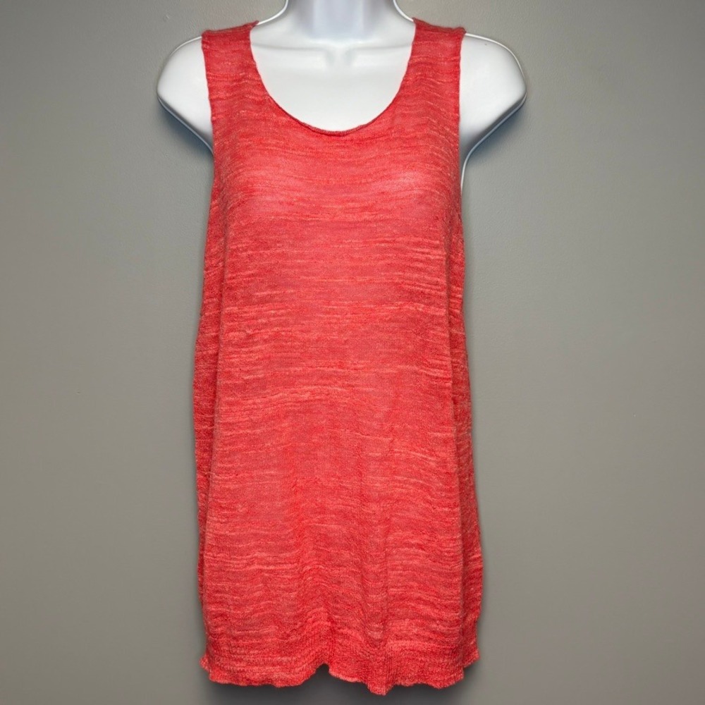 NWT Lafayette 148 Pink Coral Semi Sheer Beachy Resortwear Sleeveless‎ Tunic Sz L